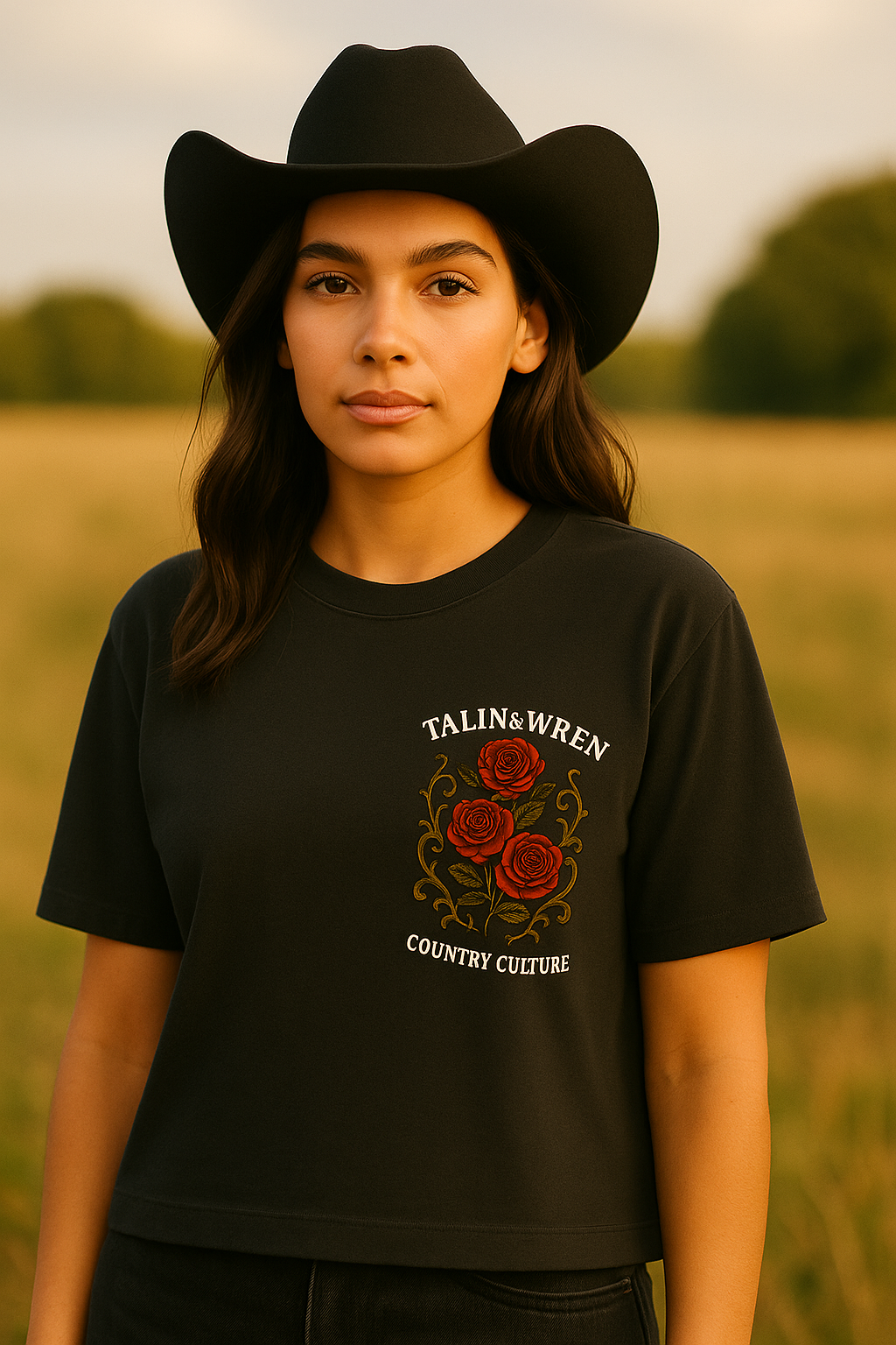 TALIN & WREN Black Cropped T-Shirt