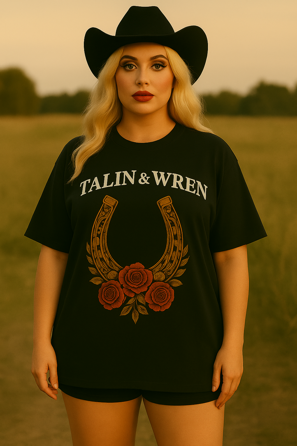 TALIN & WREN Horseshoe & Roses Graphic Tee