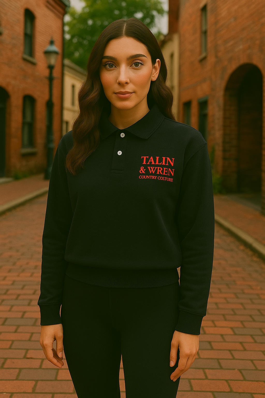 TALIN & WREN Polo-Collar Sweatshirt