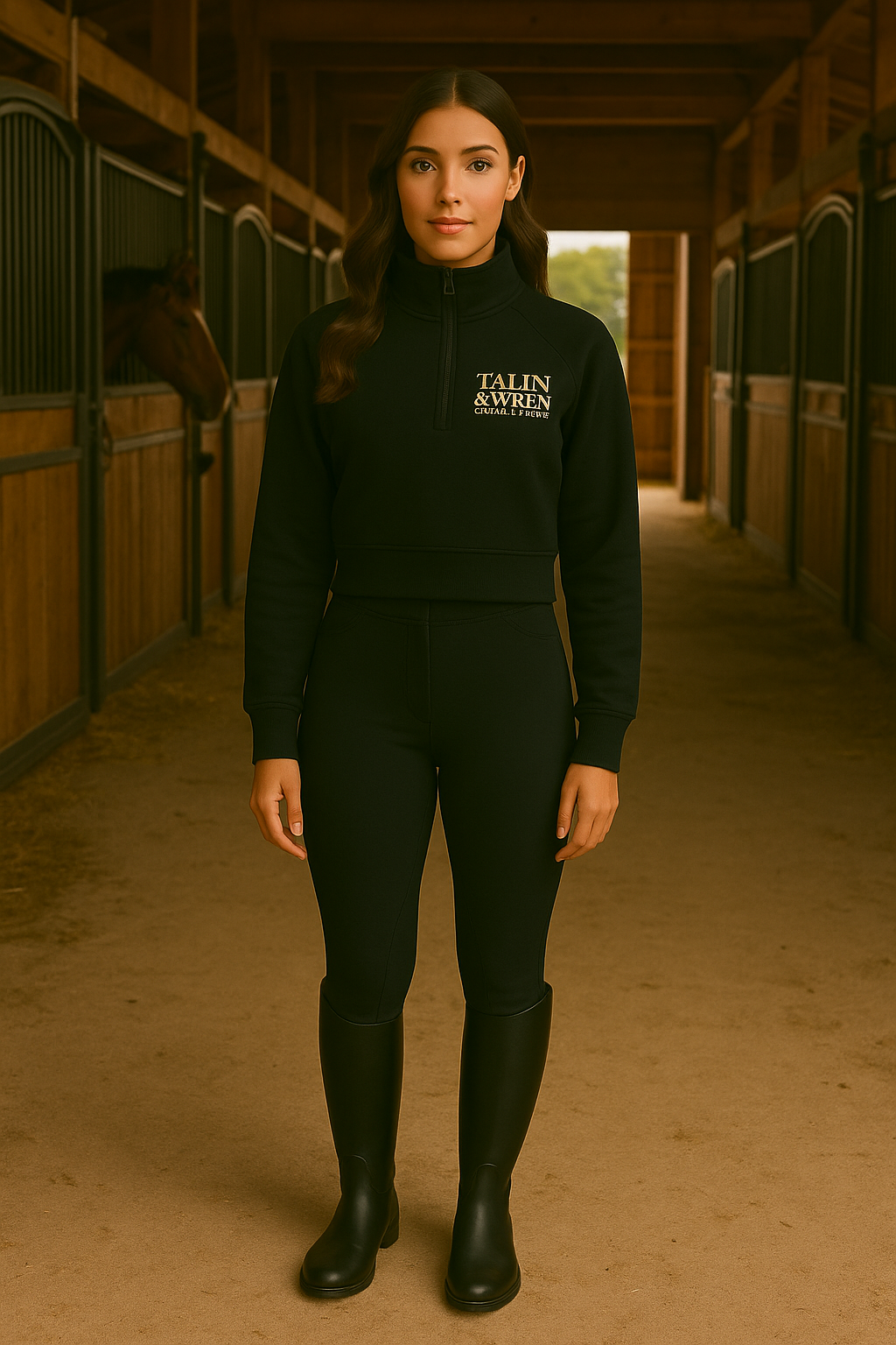 TALIN & WREN Cropped Half-Zip Sweatshirt