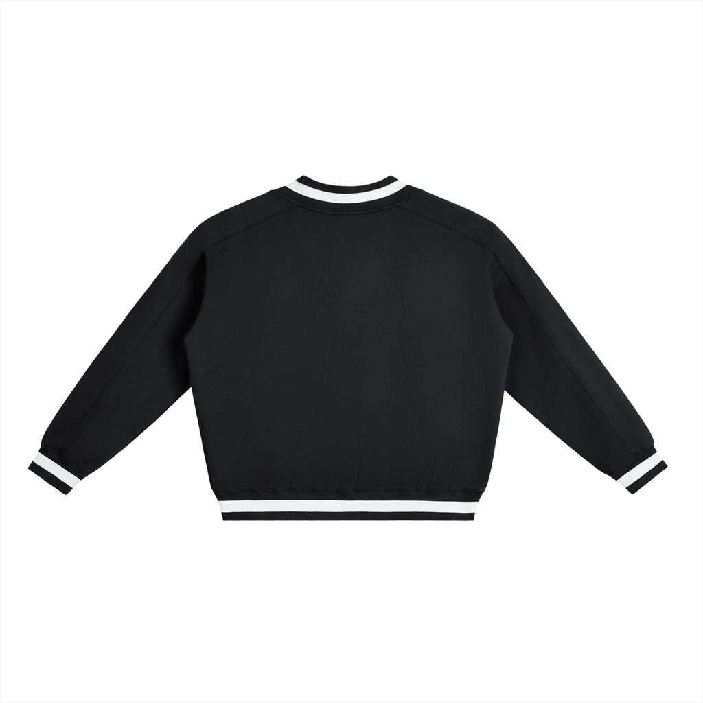 TALIN & WREN V-Neck Contrast Collar Boxy Sweatshirt